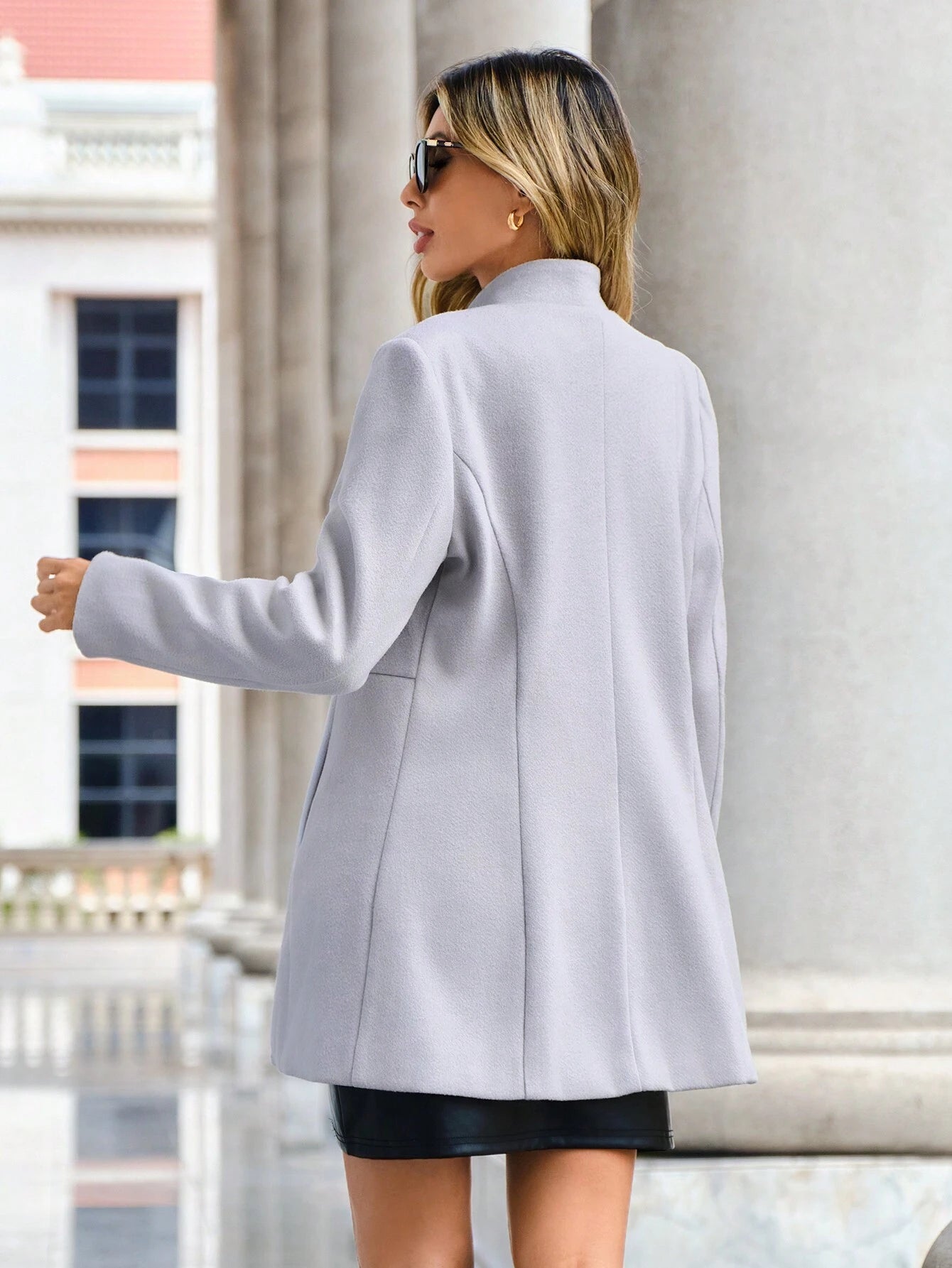 SHEIN LUNE Open Front Overcoat