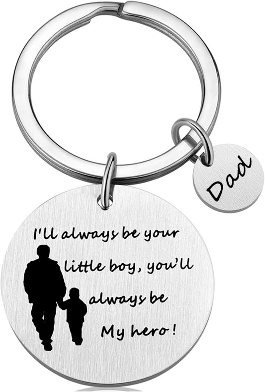 Christmas Fathers Day Keychain Gifts for Dad from Son I'Ll Always Be Your Little Boy Dad Birthday Gift Keychain