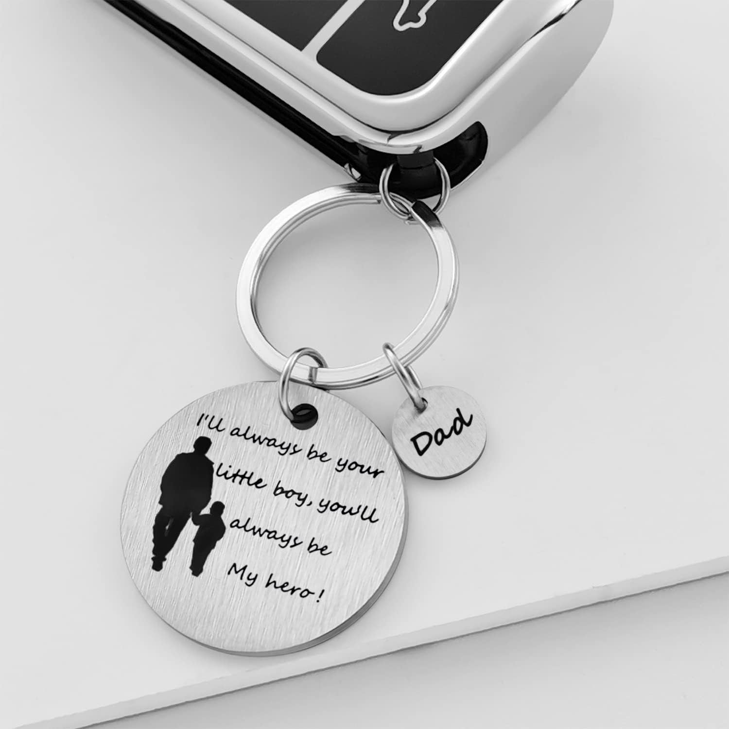 Christmas Fathers Day Keychain Gifts for Dad from Son I'Ll Always Be Your Little Boy Dad Birthday Gift Keychain